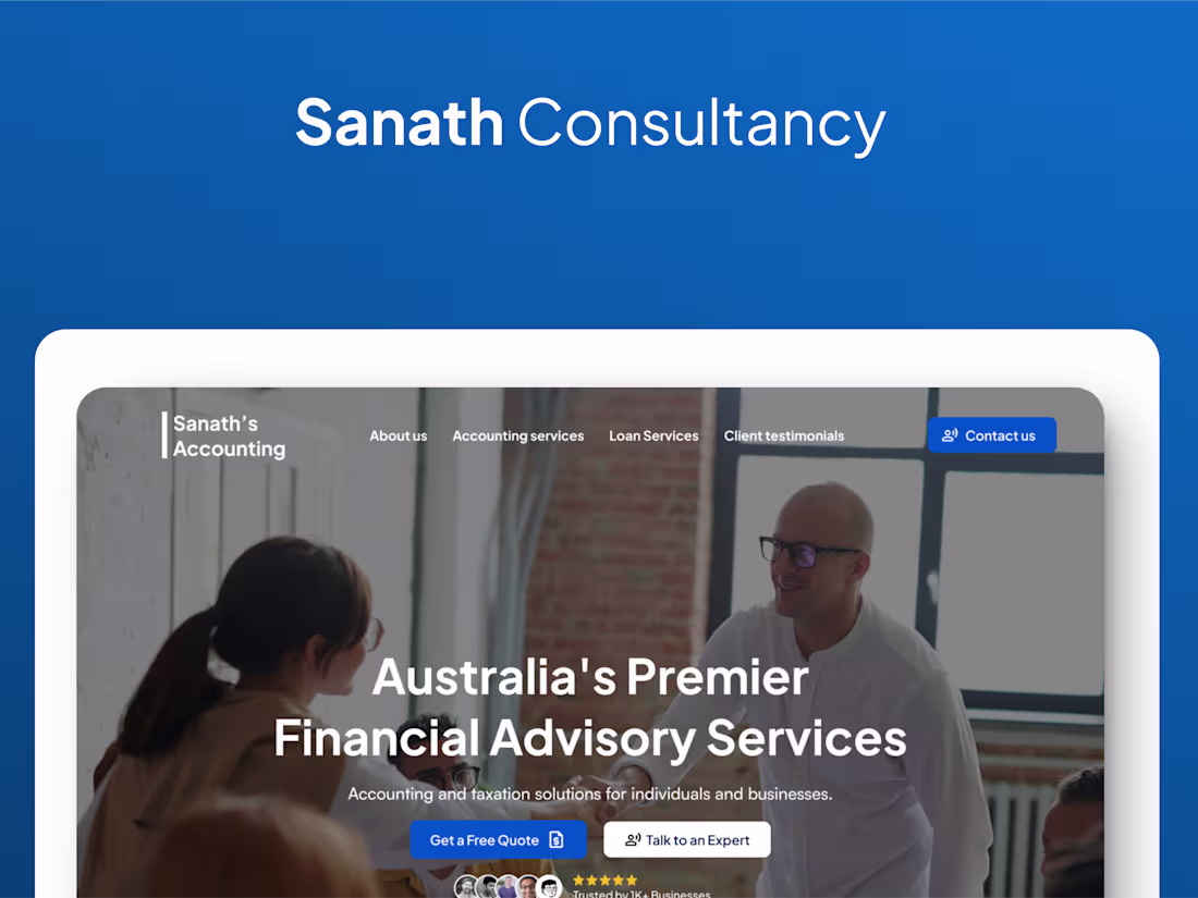 Cover image for Sanath Accounting Landing Page Design and Framer Development
