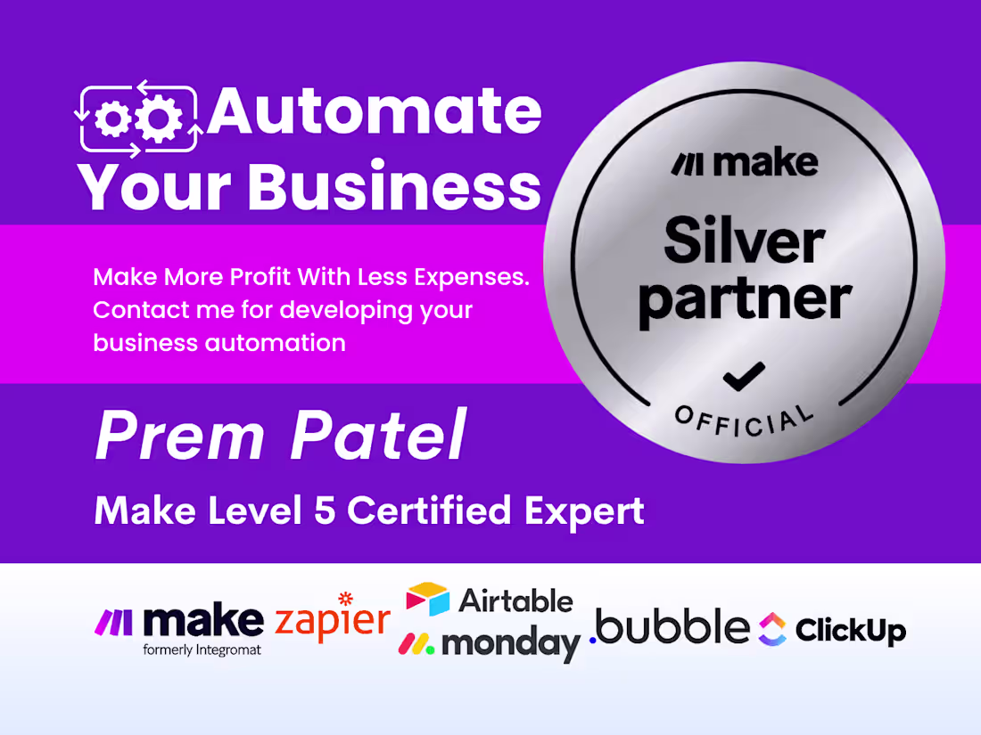 Cover image for Level 5 Make.com Automation Expert and No Code Web developer