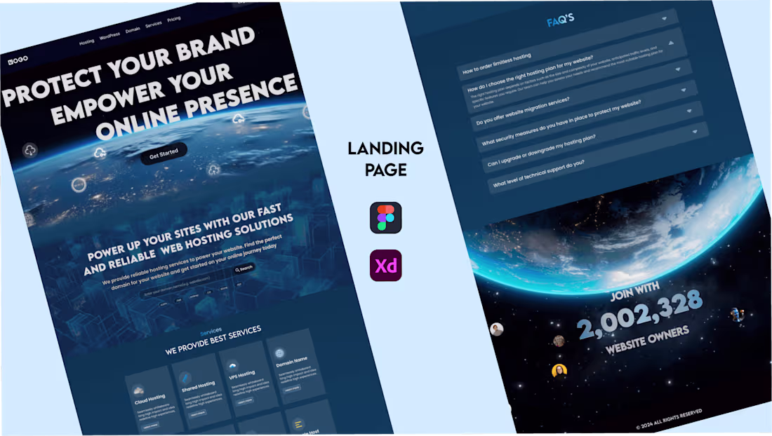 Cover image for Landing page for web hosting agency