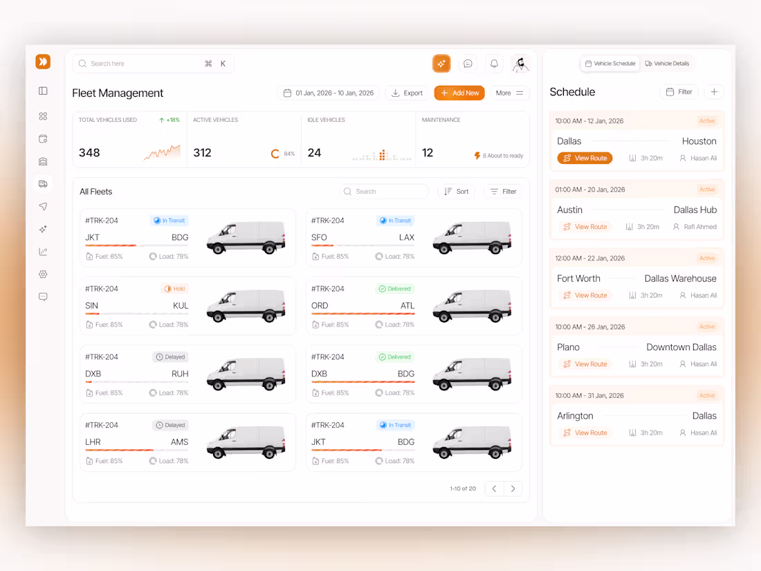Cover image for Fleet Management; Logistics Dashboard


