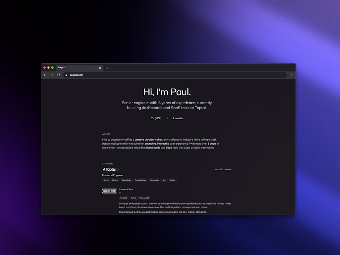 Cover image for Just completed a full redesign of my portfolio as an exercis...