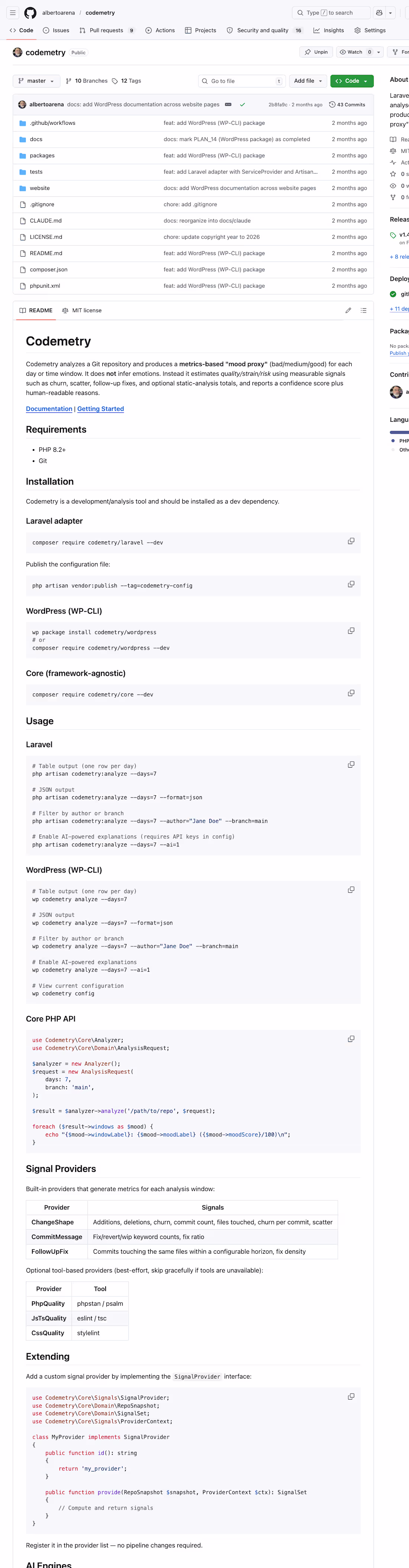 Cover image for Codemetry
A Laravel-first Composer package that