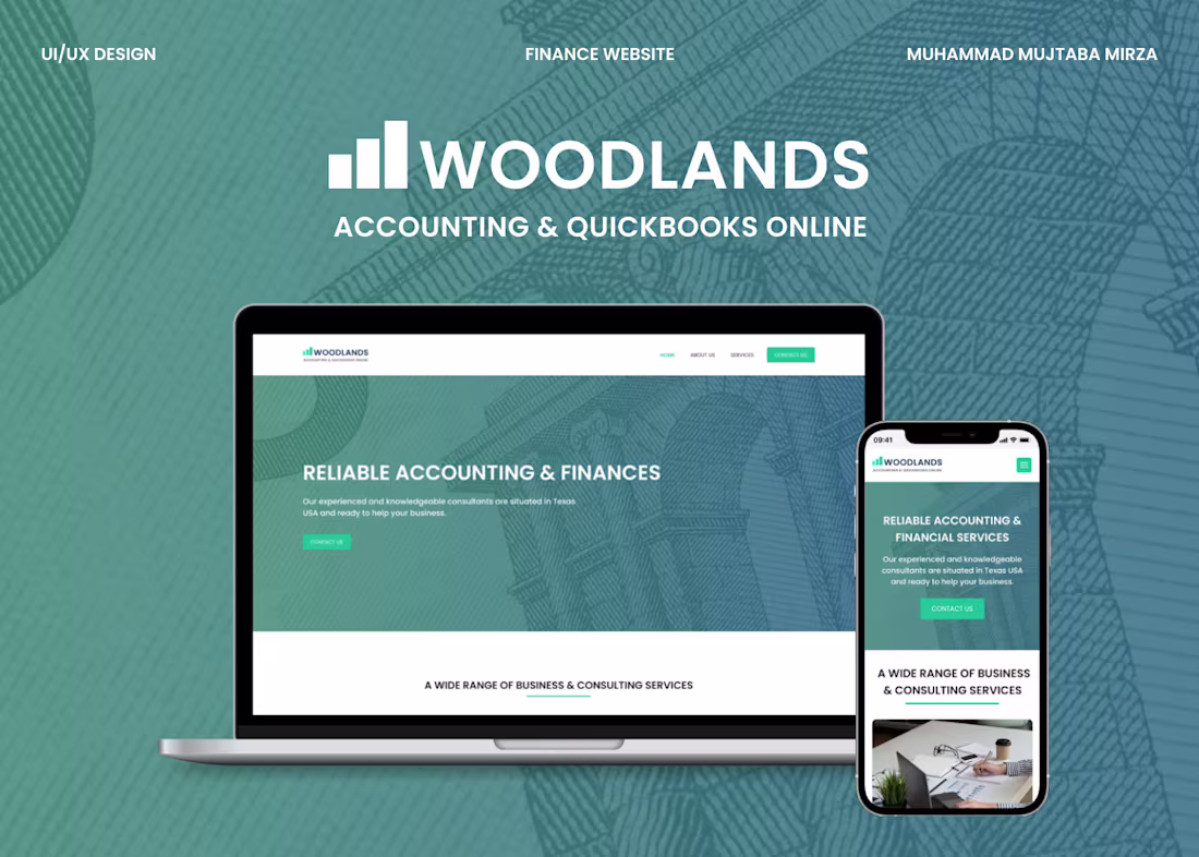 Cover image for Woodlands Accounting and QuickBooks | Finance Website