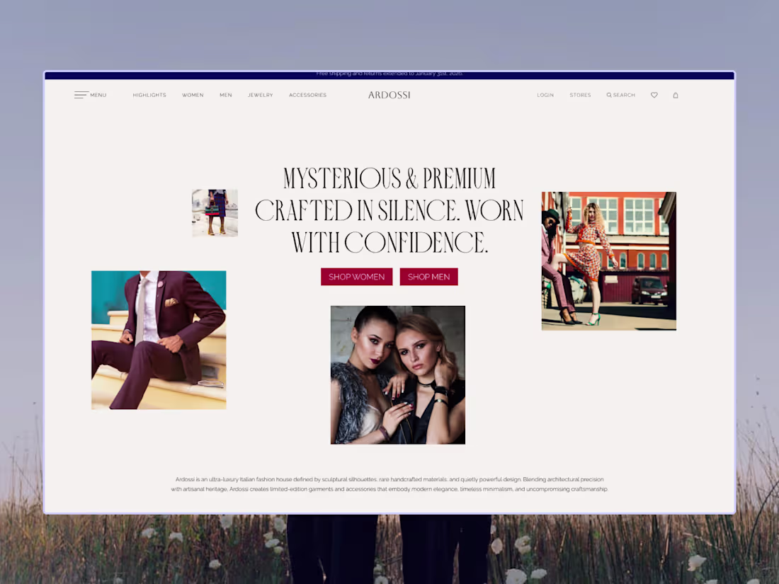 Cover image for UX Design for ARDOSSI : Luxury Fashion Brand