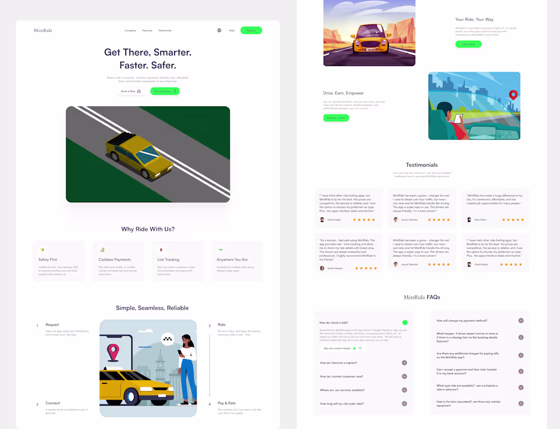 Cover image for Design a Ride-Hailing Web App Landing Page 😍 😊