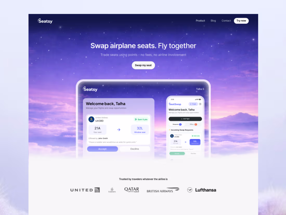 Cover image for Seatsy Landing page design ✨