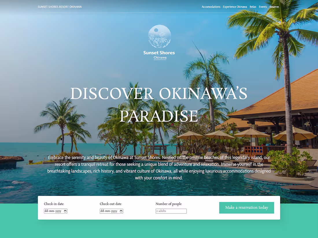 Cover image for Sunset Shores Okinawa Resort Landing Page