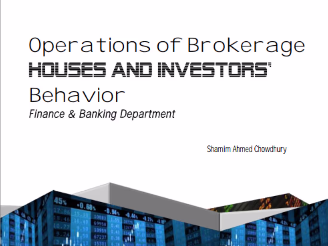 Cover image for Operations of Brokerage Houses and Investors' Behavior