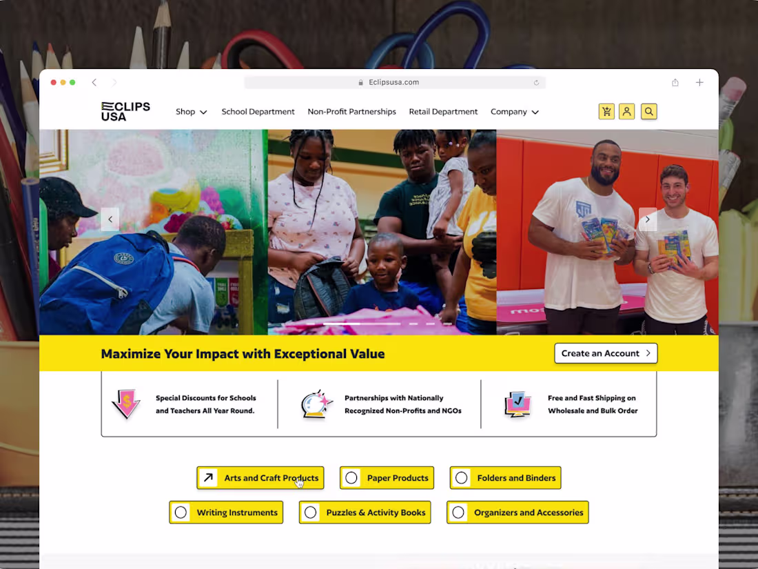 Cover image for Visual Identity & Web Design for E Clips USA