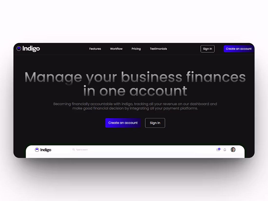 Cover image for Indigo - Manage your business finance on one platform