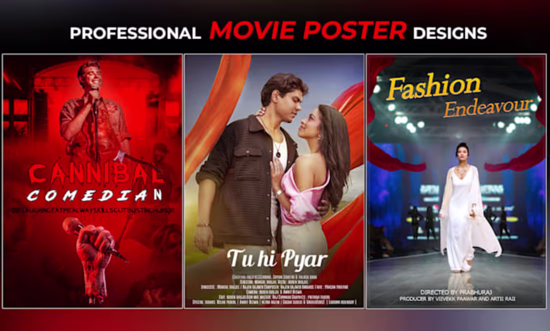 Cover image for I will design custom and professional film or movie posters wit…