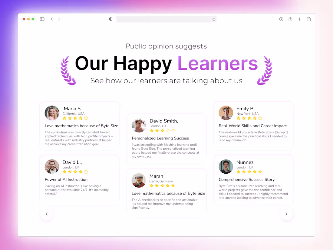 Cover image for Testimonial Section – Website UI