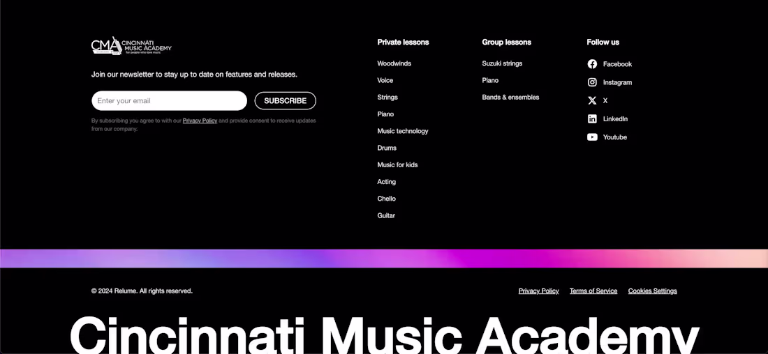 Cover image for Cincinnati Music Academy webflow site