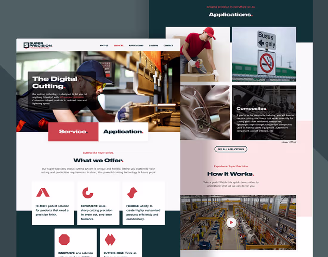 Cover image for SuperPrecision Website Design | UI/UX Case Study on Behance