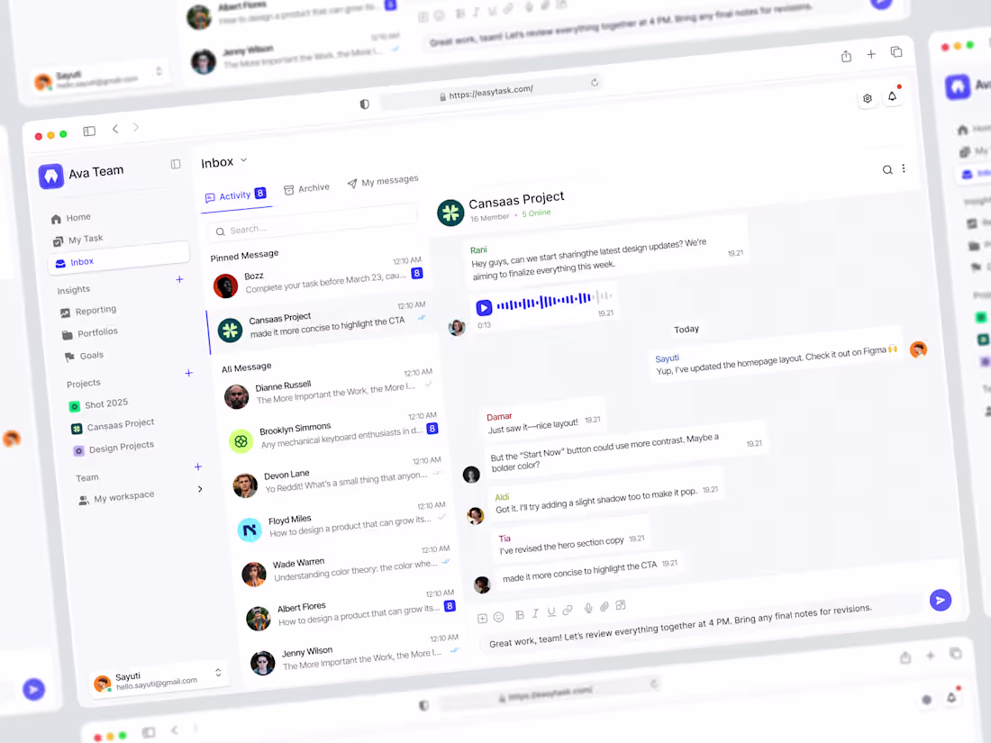 Cover image for Easytask - Inbox Productivity App Dashboard | Dashboard