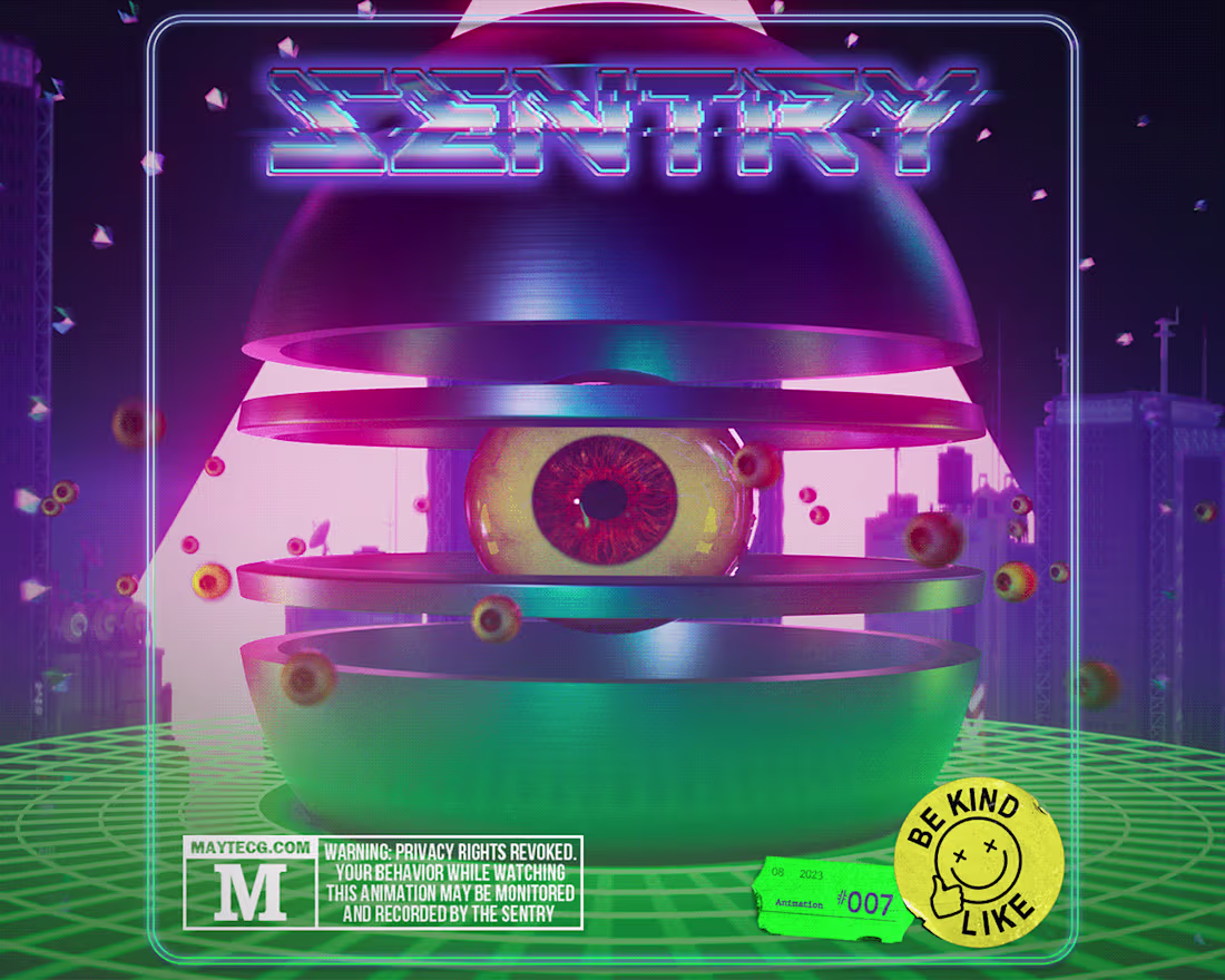 Cover image for "Sentry" - 80s sci-fi inspired motion graphics animation