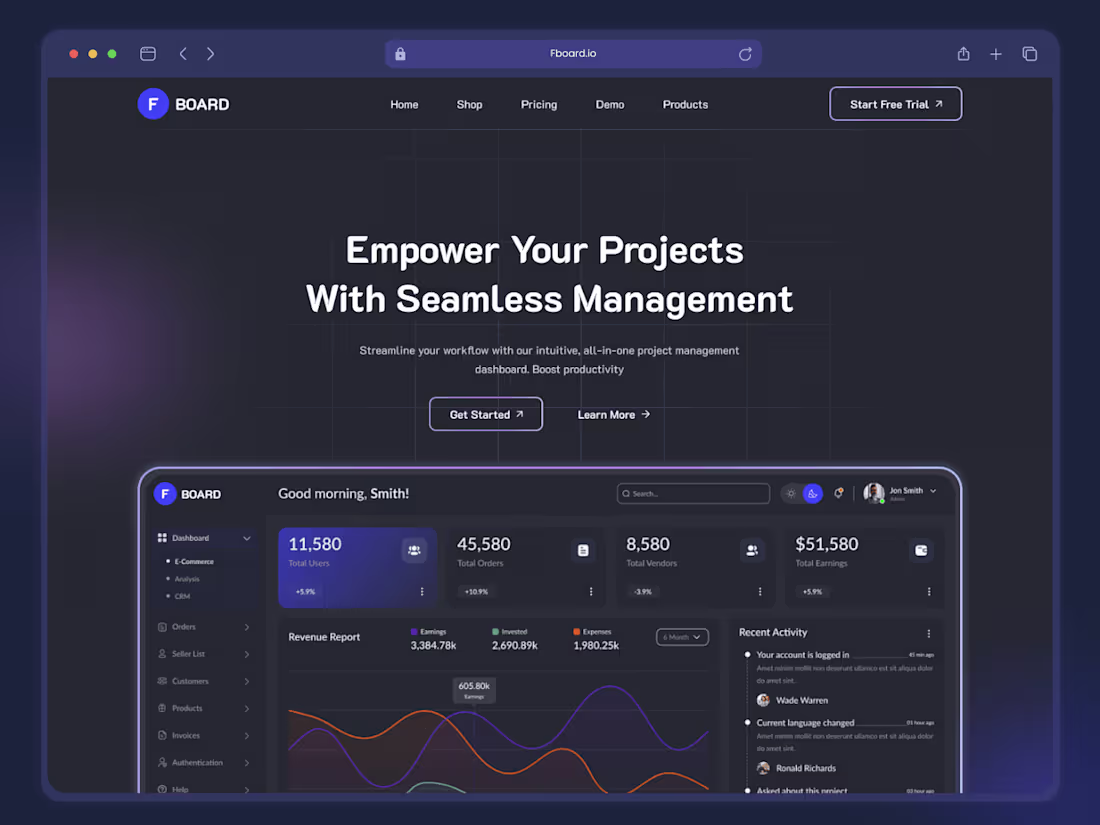 Cover image for Dashboard Landing Page | Figma | UI Design