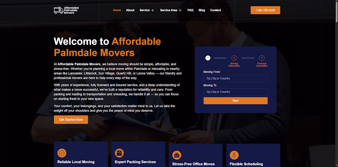 Cover image for Affordable Palmdale Movers
