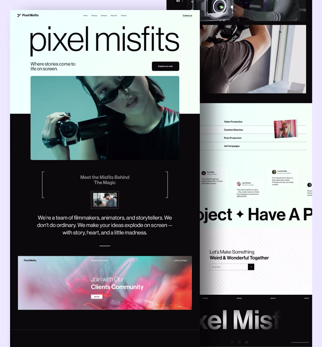 Cover image for Pixel Misfits — Cinematography Landing Page Design How is it?