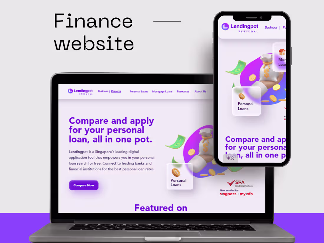 Cover image for Webflow website design for Finance Business(Lendingpot Personal)