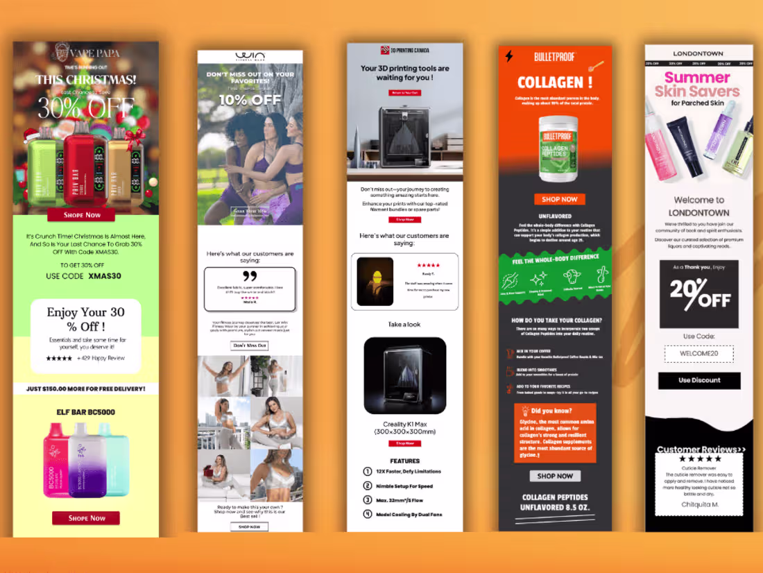 Cover image for I will do E-Commerce Email Design for Klaviyo and Mailchimp.