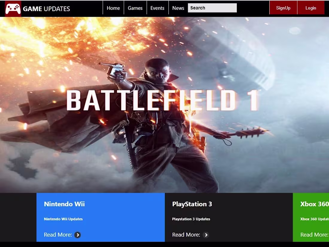 Cover image for Gaming Updates Website.