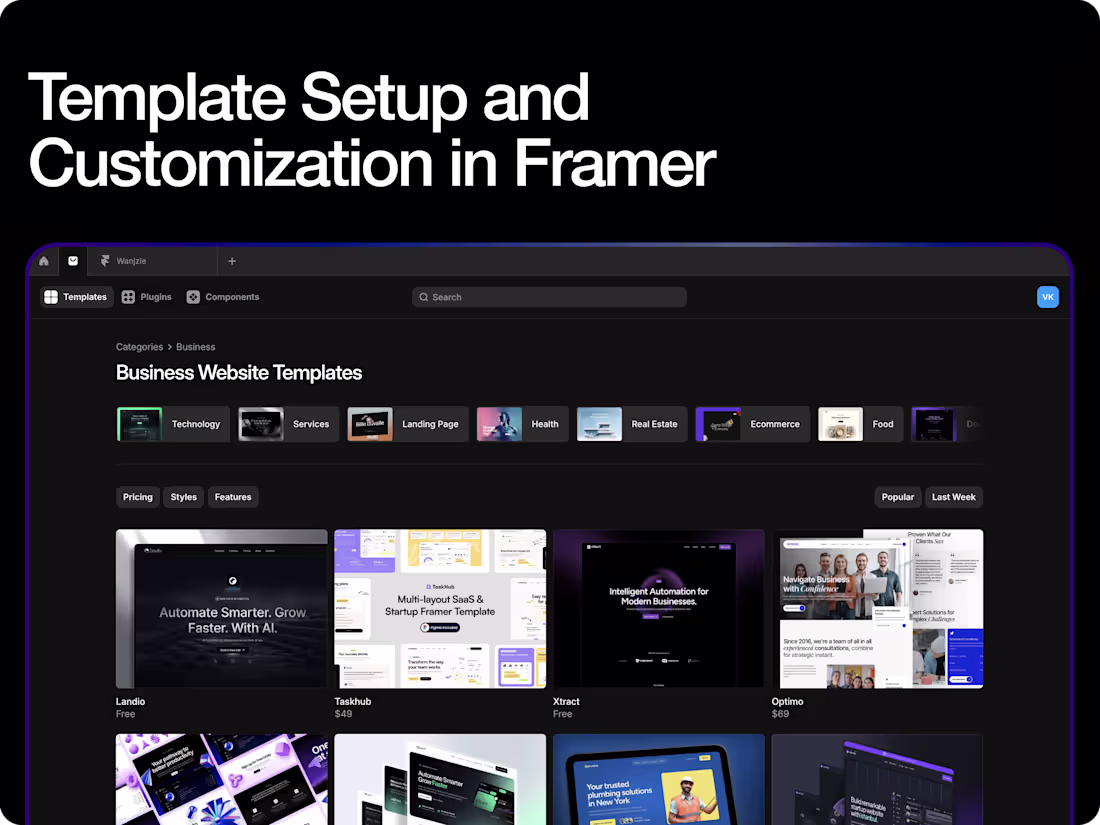 Cover image for Template Setup and Customization in Framer