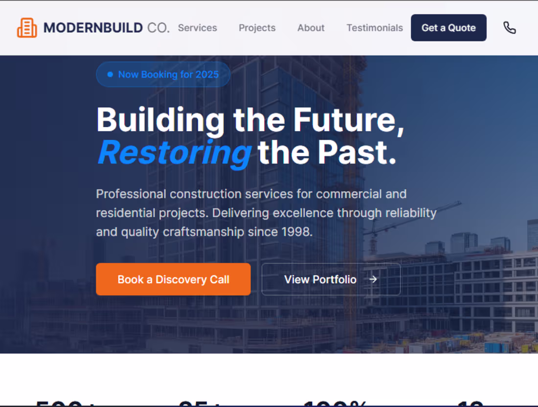 Cover image for Web design project for modern build co The website was desig...