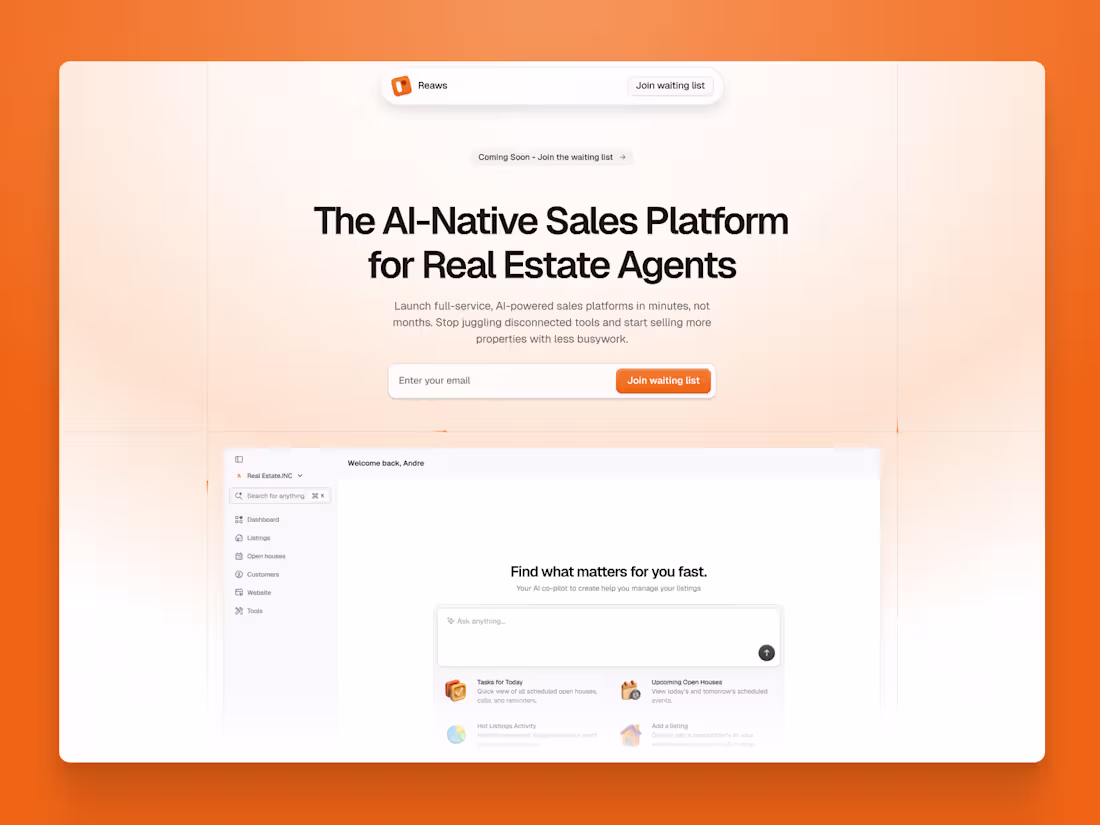 Cover image for Landing page design for an AI powered real estate SAAS