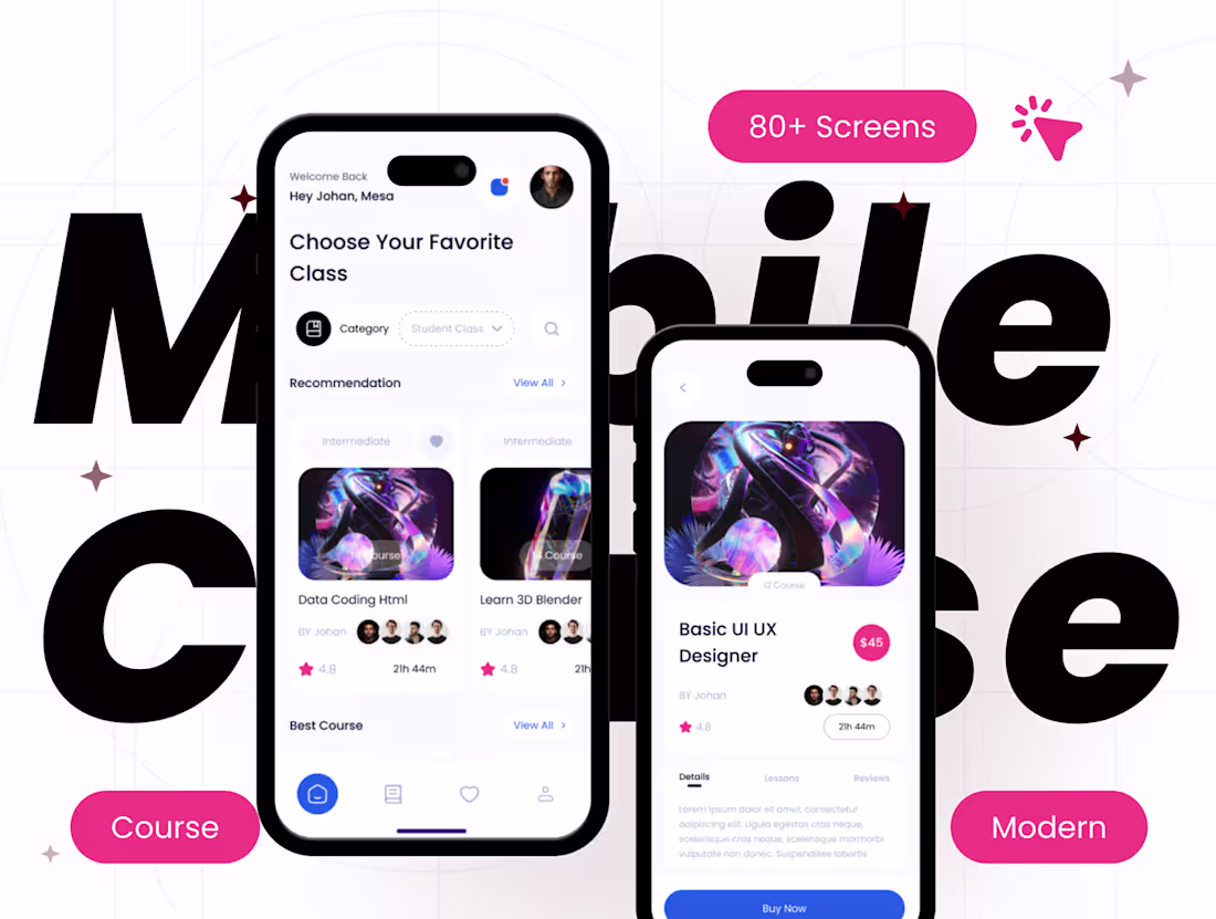 Cover image for Course mobile apps ui kits 