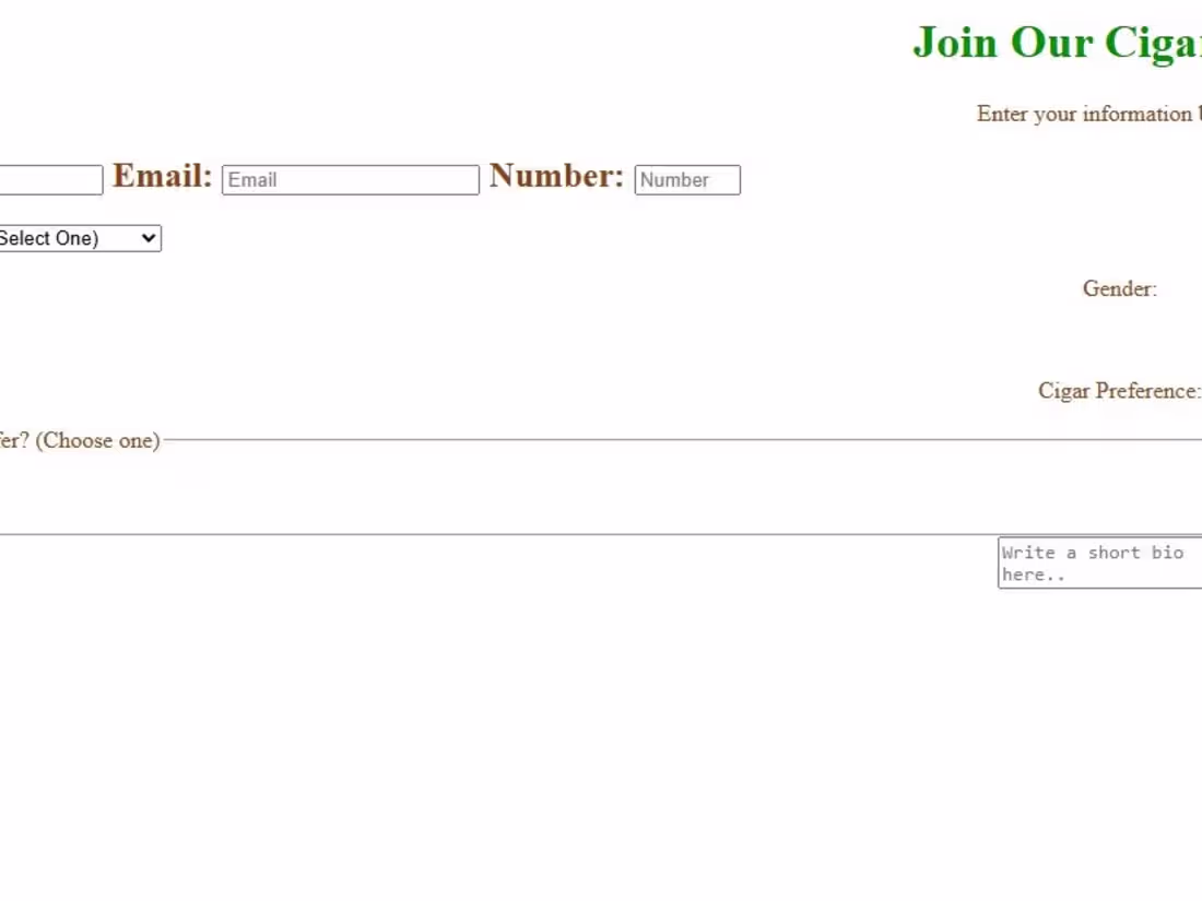 Cover image for Cigar Club Sign-Up Form