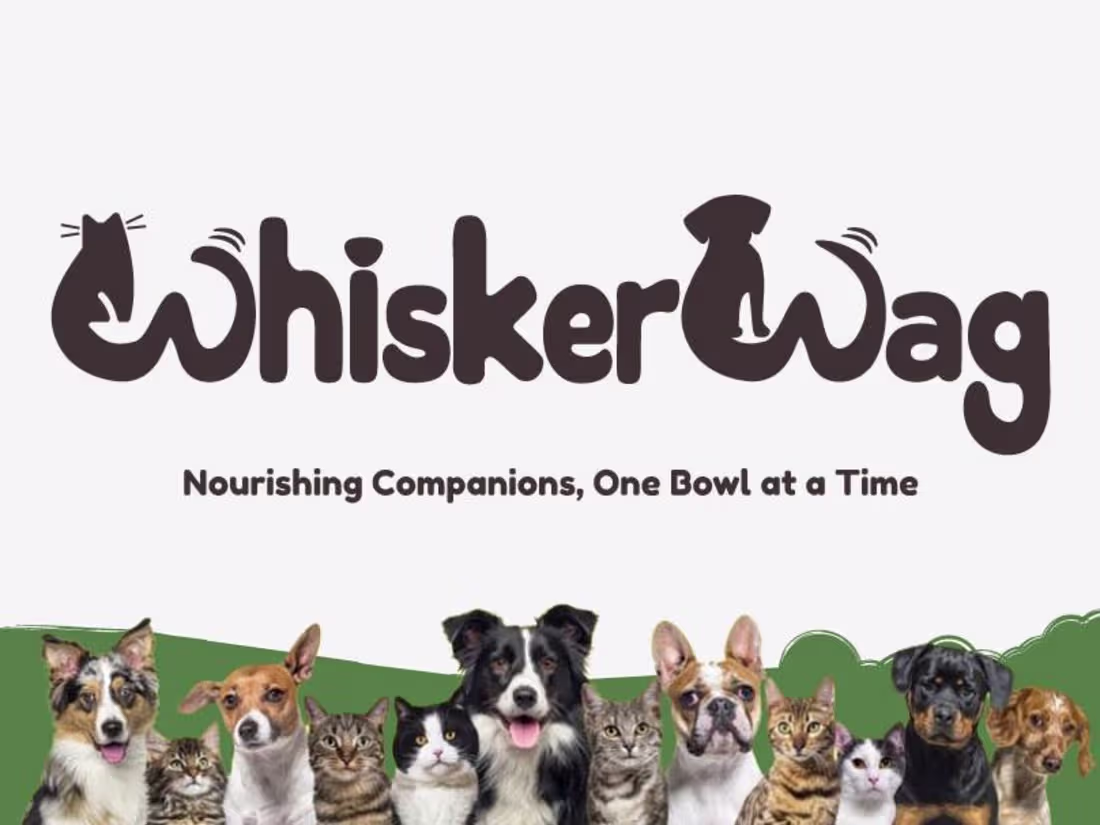 Cover image for WhiskerWag | Pet Food Visual Identity Design🐱🐶
