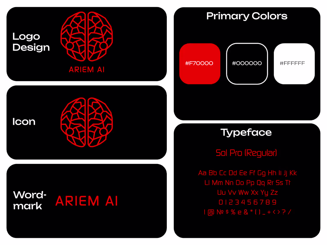Cover image for A tech-forward visual identity crafted for Ariem AI, featuri...
