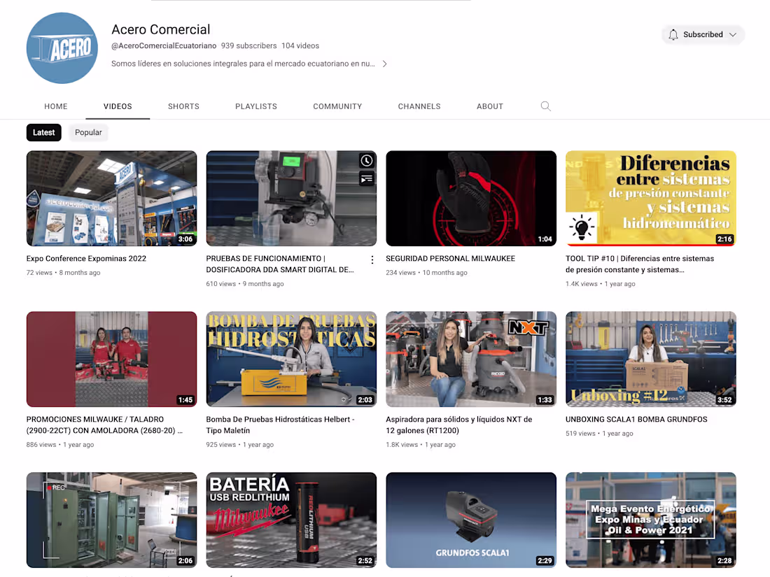 Cover image for Acero Comercial Content Creation & Youtube Management