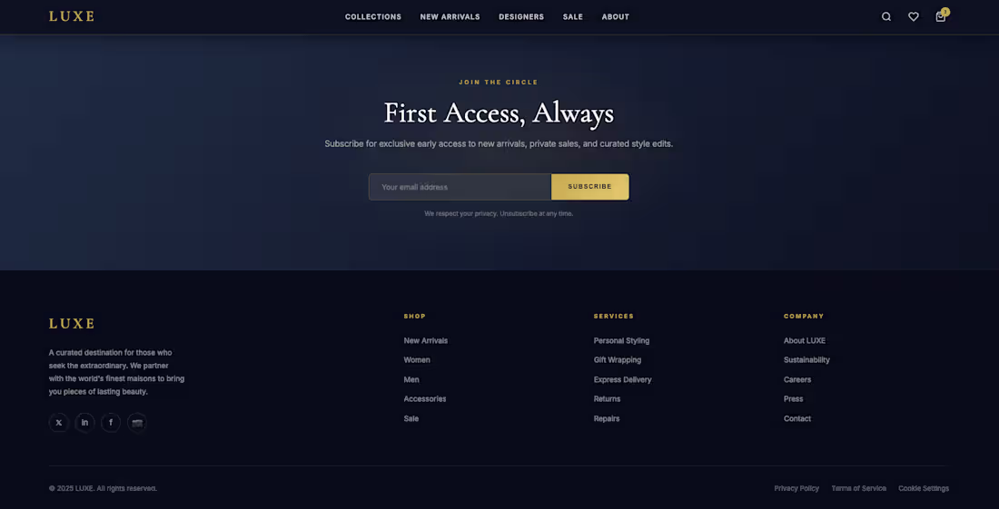 Cover image for LUXE — Luxury E-Commerce Storefront
Designed