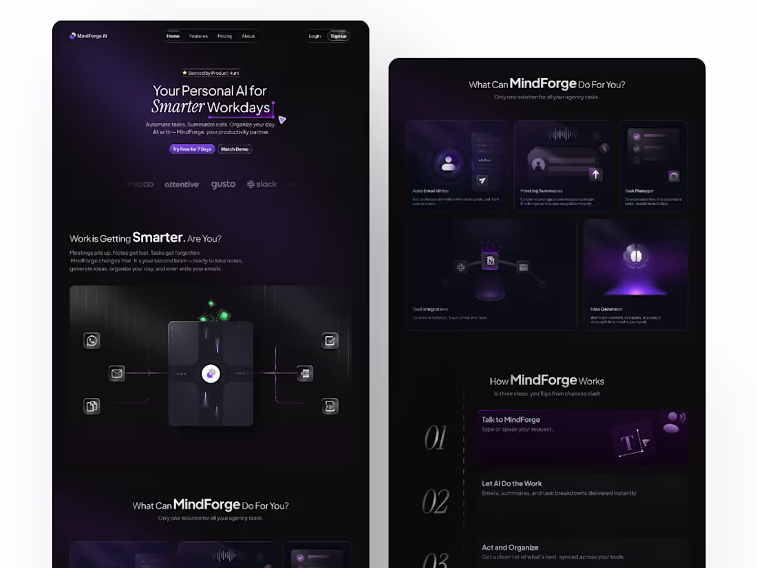 Cover image for Mindforge AI complete landing page UI design