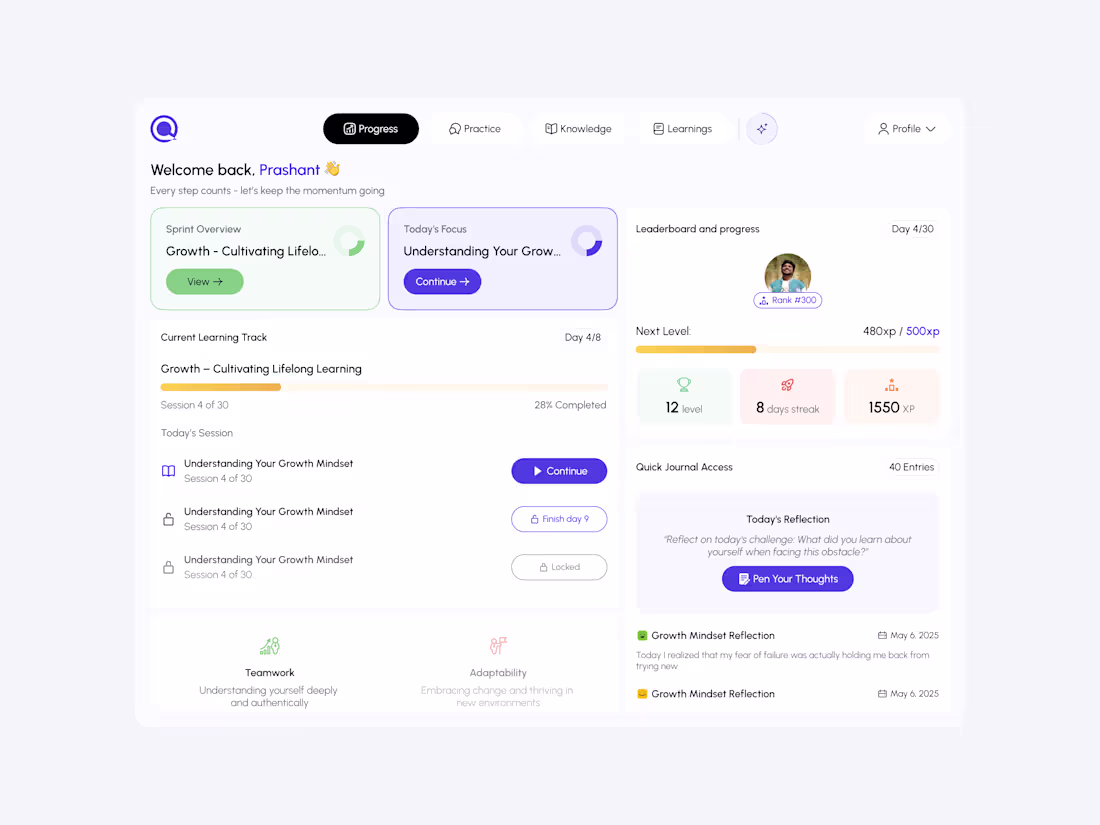 Cover image for QriosX: AI-Powered Professional Growth &