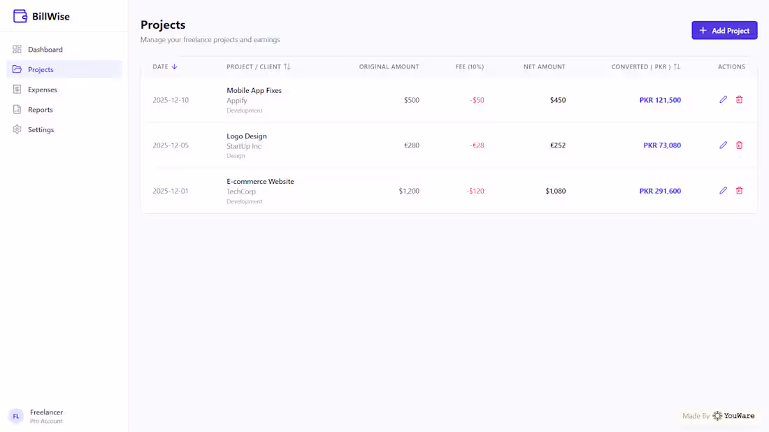 Cover image for BillWise — Freelancer Finance Clarity BillWise is a desktop-...