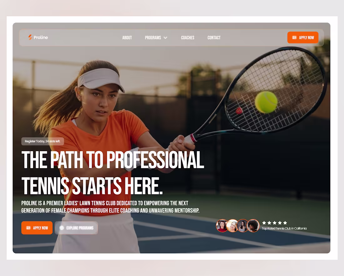 Cover image for Proline Tennis Club Website Design