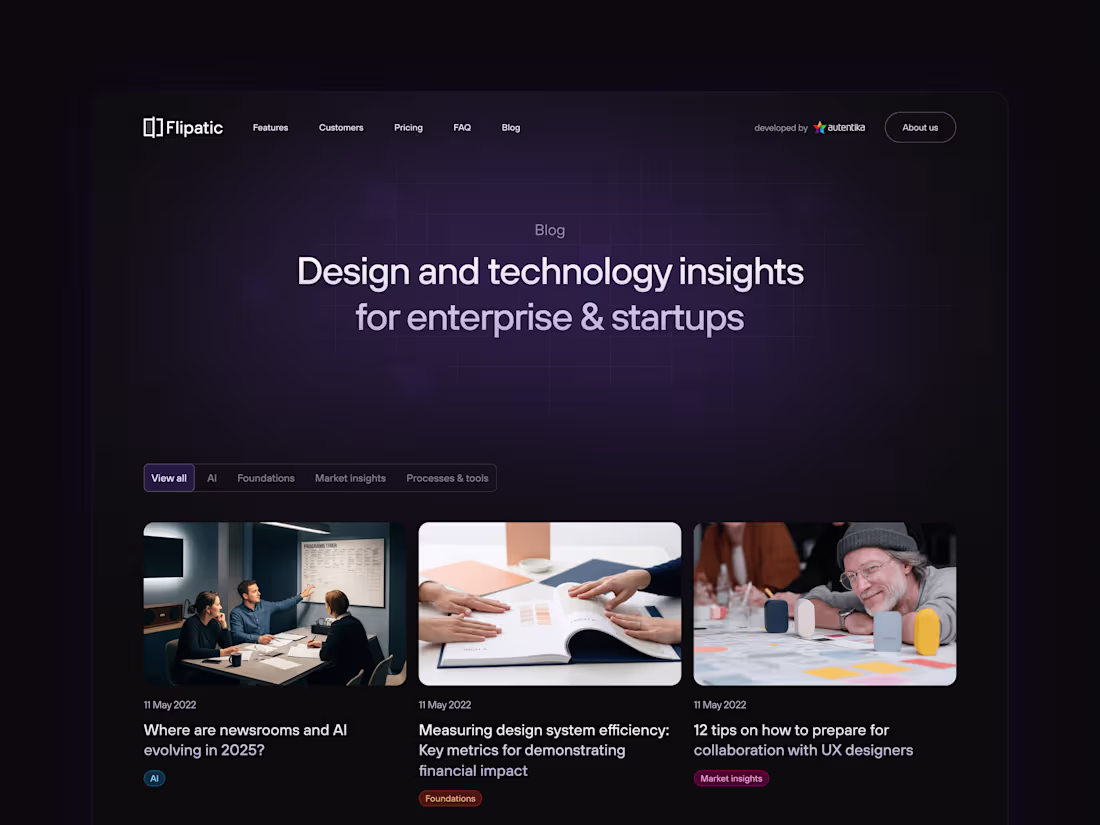 Cover image for Flipatic - Blog Page Discover our latest Blog Page Design fo...
