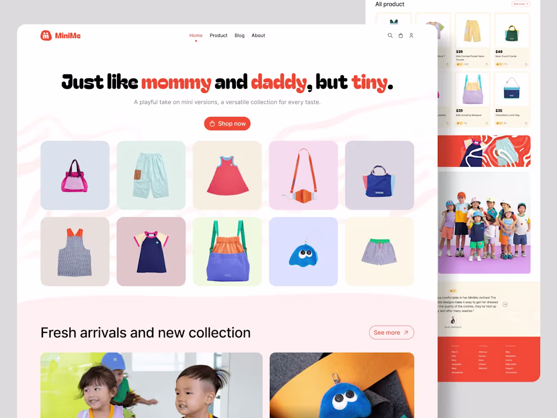 Cover image for MiniMe: Clothing Brand E-Commerce Website and Branding