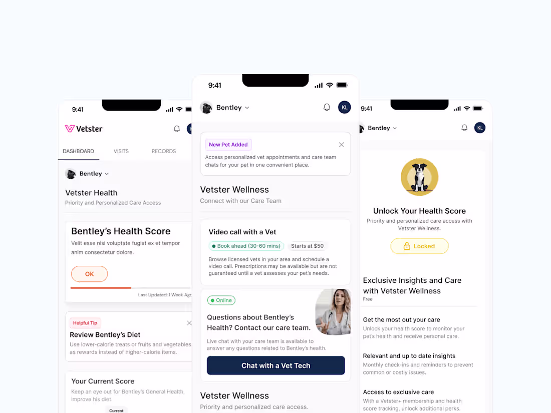 Cover image for Pet Health Marketplace | UX Strategy + Research +Design
