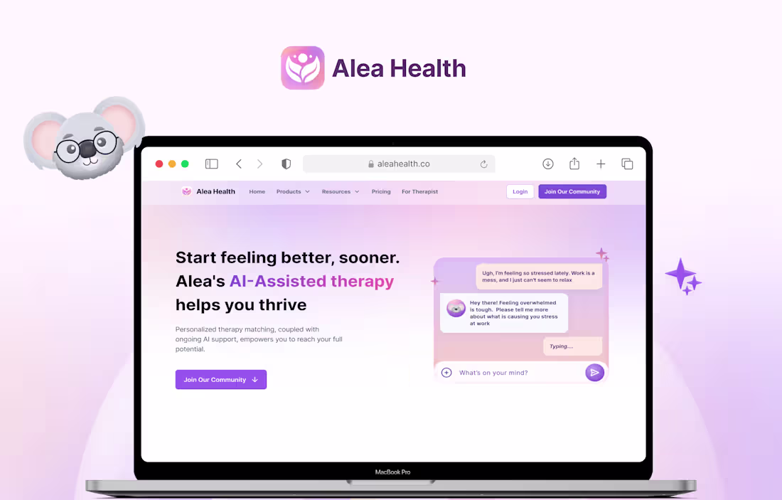 Cover image for AleaHealth AI-assisted virtual mental health clinic