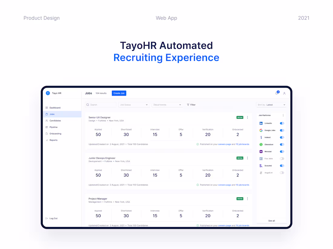 Cover image for MVP Design for TayoHR Recruiting Software