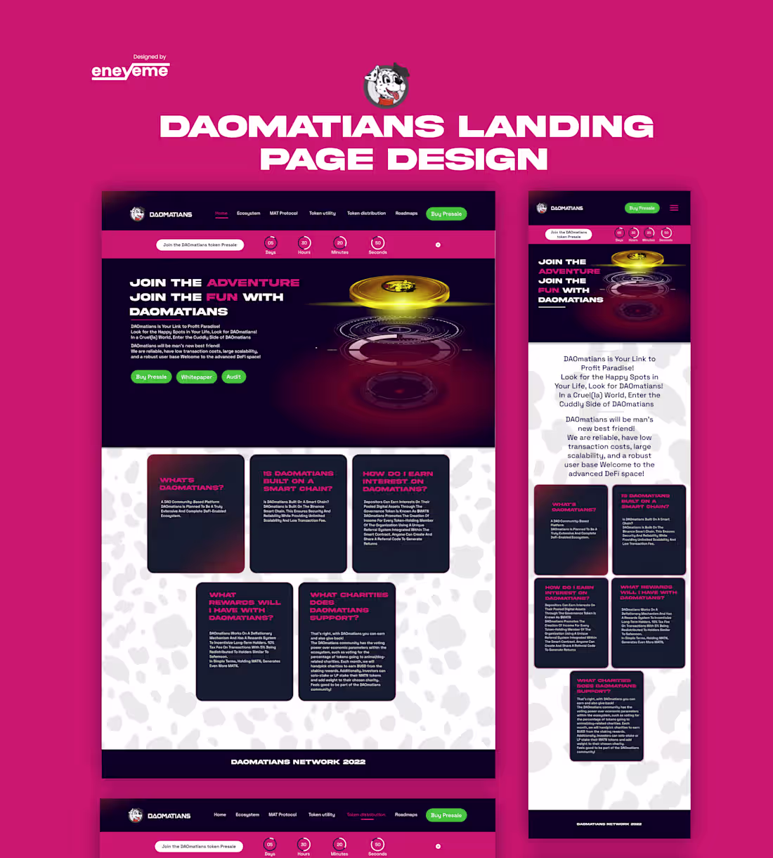 Cover image for DAOmatians Web 3 Landing Page Design