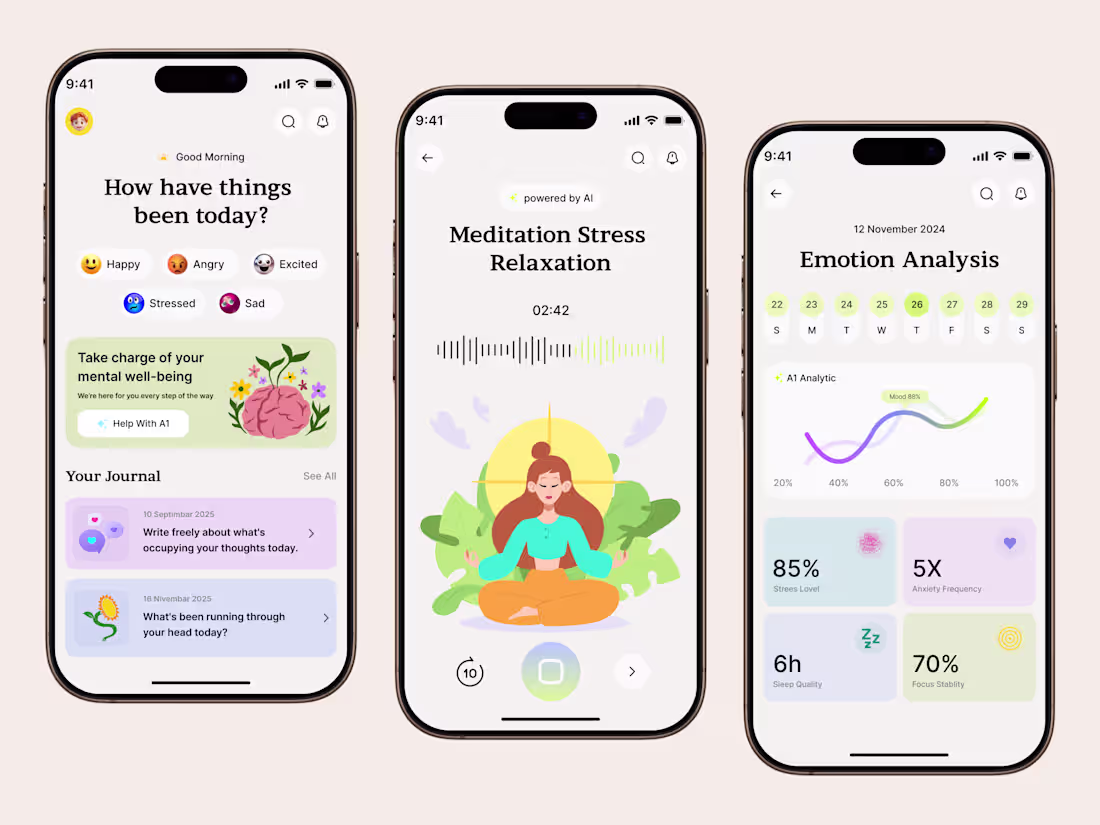 Cover image for AI-Powered Mental Wellness Mobile App UI Hello, Everyone! 👋...