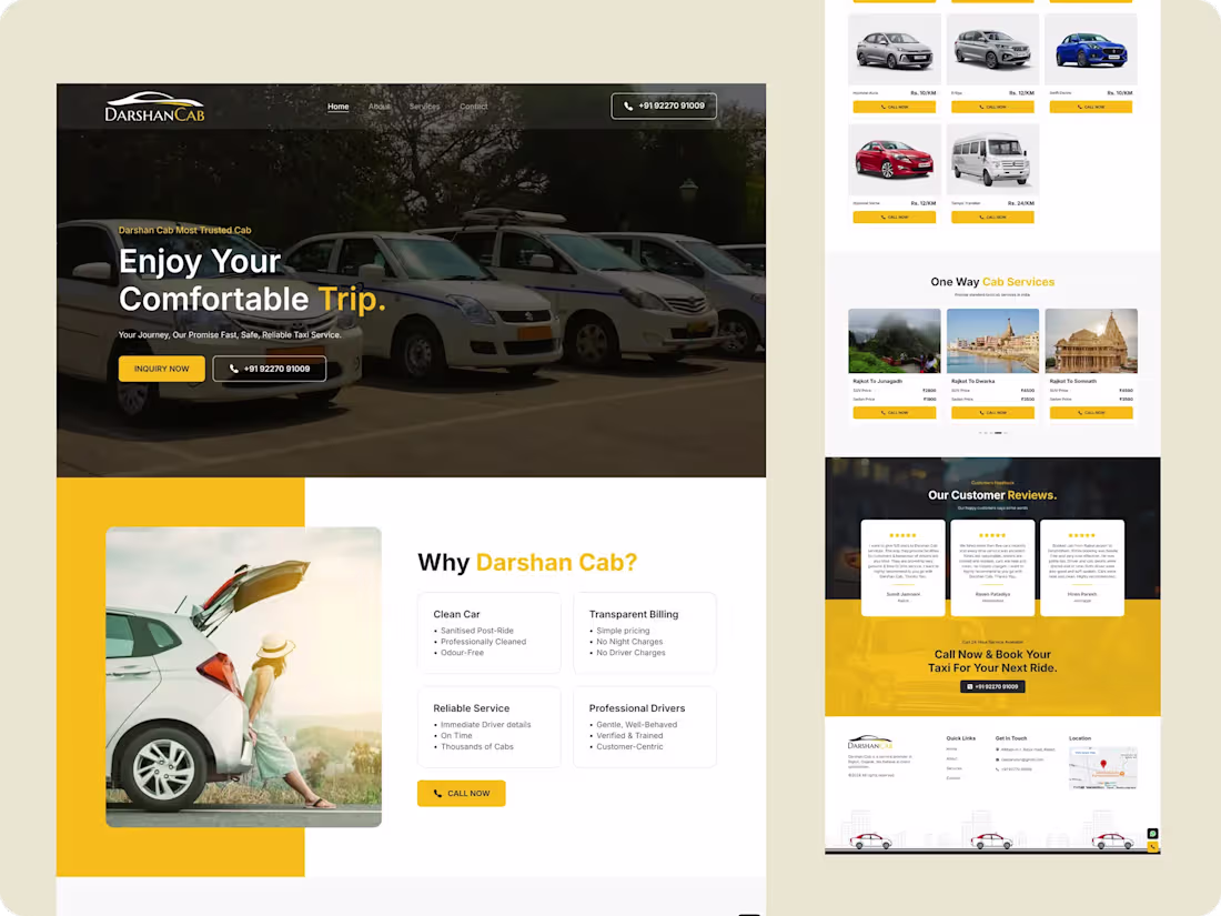 Cover image for Darshancab.com (http://Darshancab.com) is a custom-built web...