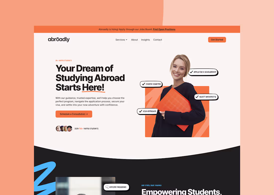 Cover image for Web Design and WordPress Development for Abroadly