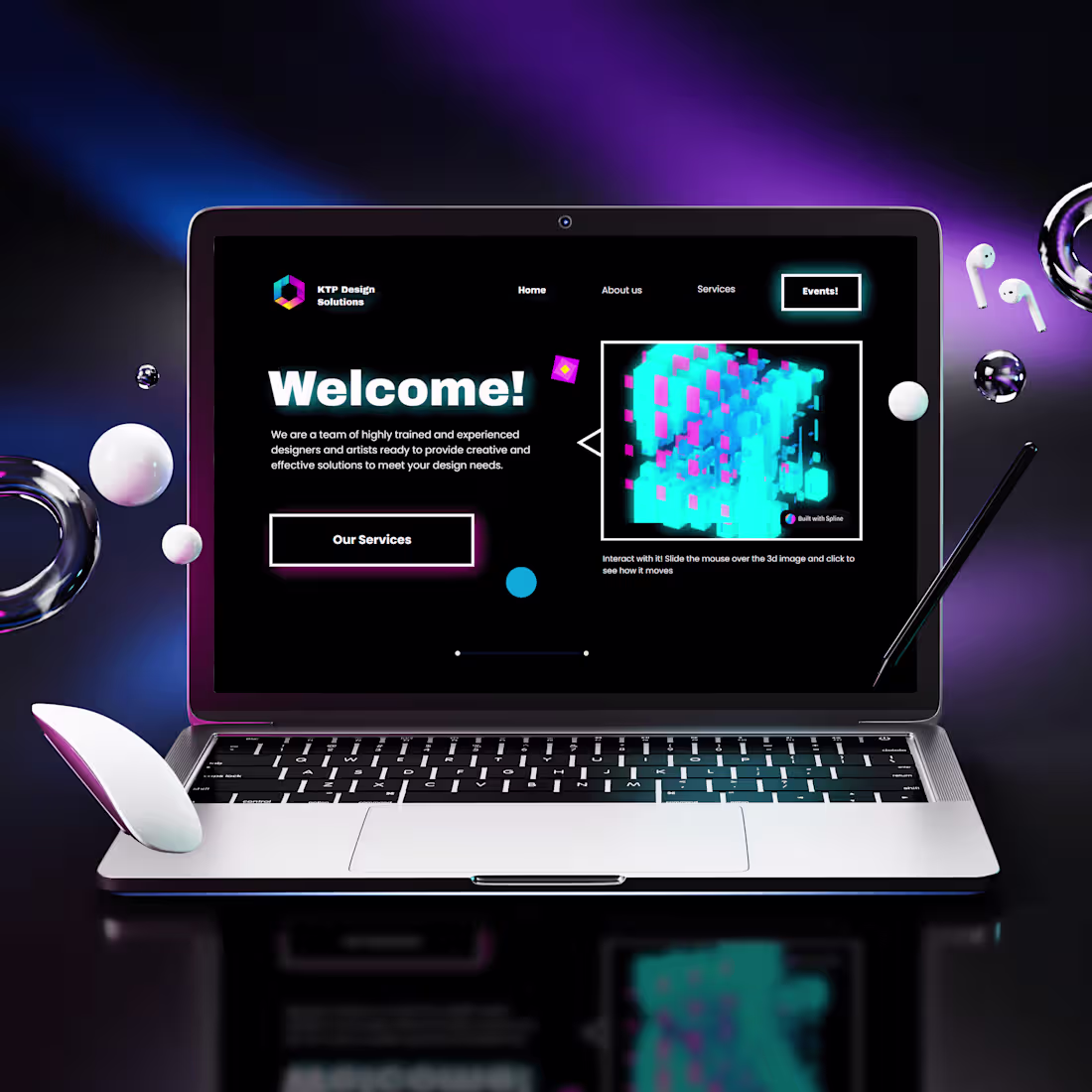 Cover image for Creative freelance home page design with colorful & 3D elements