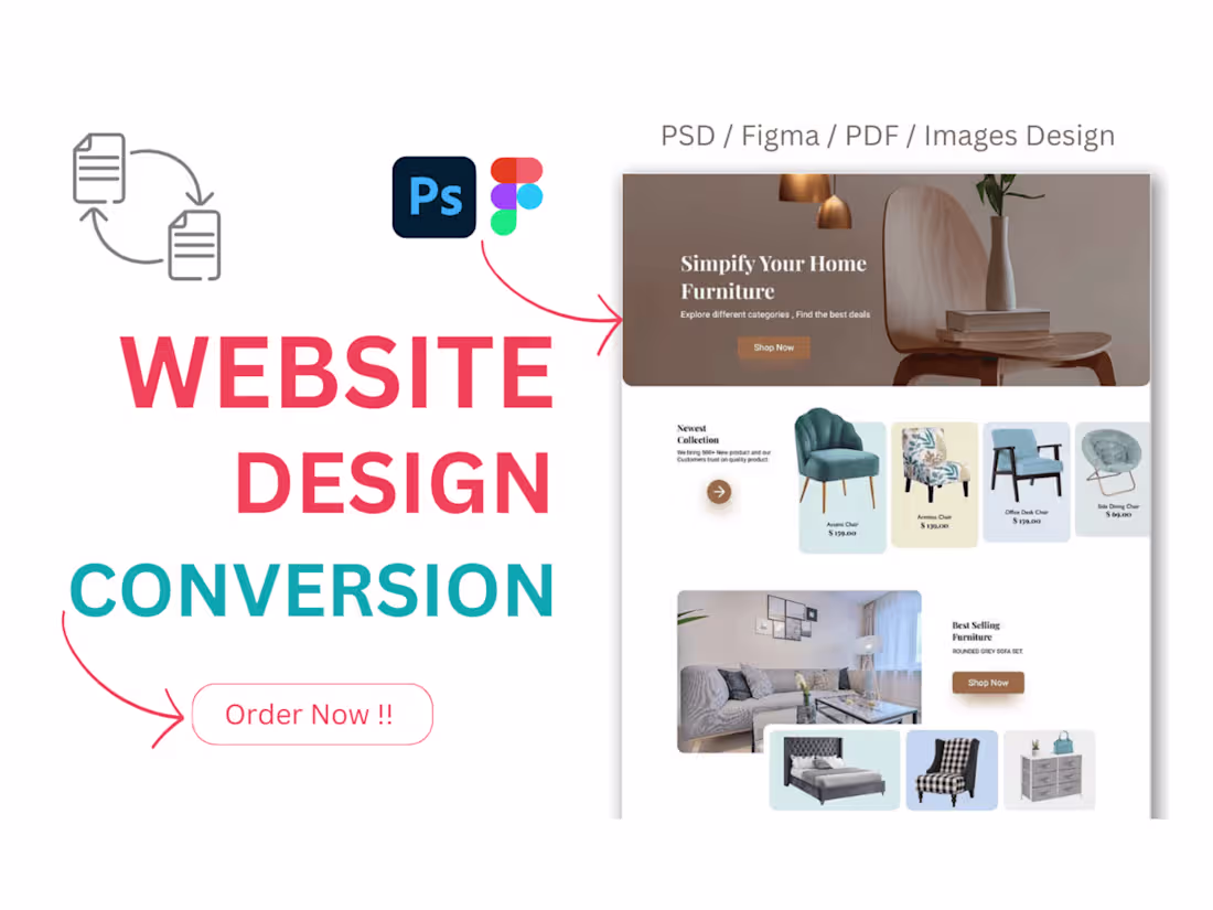 Cover image for Convert PSD, Figma Or Any Design Format To HTML And WordPress